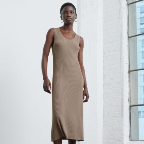 Everlane ribbed midi dress in size medium, sand color - Picture 1 of 4